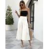 imageGihuo Women s Culottes Linen Blend Wide Leg Pants Elastic Waist Casual Palazzo Trousers with Pockets CaprisWhite