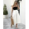 imageGihuo Women s Culottes Linen Blend Wide Leg Pants Elastic Waist Casual Palazzo Trousers with Pockets CaprisWhite