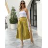 imageGihuo Women s Culottes Linen Blend Wide Leg Pants Elastic Waist Casual Palazzo Trousers with Pockets CaprisYellow
