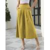 imageGihuo Women s Culottes Linen Blend Wide Leg Pants Elastic Waist Casual Palazzo Trousers with Pockets CaprisYellow