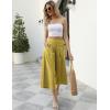 imageGihuo Women s Culottes Linen Blend Wide Leg Pants Elastic Waist Casual Palazzo Trousers with Pockets CaprisYellow