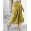 imageGihuo Women s Culottes Linen Blend Wide Leg Pants Elastic Waist Casual Palazzo Trousers with Pockets CaprisYellow