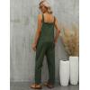 imageGihuo Womens Linen Overalls Loose Fit Baggy Bib Overalls Wide Leg JumpsuitArmy Green