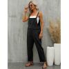imageGihuo Womens Linen Overalls Loose Fit Baggy Bib Overalls Wide Leg JumpsuitBlack