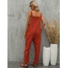 imageGihuo Womens Linen Overalls Loose Fit Baggy Bib Overalls Wide Leg JumpsuitBrickred