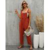 imageGihuo Womens Linen Overalls Loose Fit Baggy Bib Overalls Wide Leg JumpsuitBrickred
