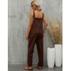 imageGihuo Womens Linen Overalls Loose Fit Baggy Bib Overalls Wide Leg JumpsuitBrown