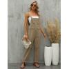 imageGihuo Womens Linen Overalls Loose Fit Baggy Bib Overalls Wide Leg JumpsuitKhaki