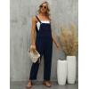 imageGihuo Womens Linen Overalls Loose Fit Baggy Bib Overalls Wide Leg JumpsuitNavy
