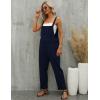 imageGihuo Womens Linen Overalls Loose Fit Baggy Bib Overalls Wide Leg JumpsuitNavy