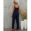 imageGihuo Womens Linen Overalls Loose Fit Baggy Bib Overalls Wide Leg JumpsuitNavy