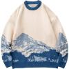 imageGihuo Mens Sweater Vintage Cow Printed Sweater Pullover Sweaters Crewneck Oversized Kawaii Sweater Knit Tops JumperBlue