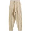 imageGihuo Women s Cable Knit Sweater Pants Long Knit Harem Pants Joggers Drawstring Elastic Waist Stretchy Knit Pants01beige