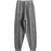 imageGihuo Women s Cable Knit Sweater Pants Long Knit Harem Pants Joggers Drawstring Elastic Waist Stretchy Knit Pants01grey