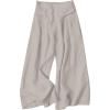 imageGihuo Women s Culottes Linen Blend Wide Leg Pants Elastic Waist Casual Palazzo Trousers with Pockets CaprisLightkhaki