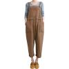 imageGihuo Womens Linen Overalls Loose Fit Baggy Bib Overalls Wide Leg JumpsuitGinger
