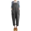 imageGihuo Womens Linen Overalls Loose Fit Baggy Bib Overalls Wide Leg JumpsuitGrey