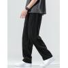 imageGihuo Mens Corduroy Pants Elastic Waist Sweatpants Vintage Cargo Sweatpants Loose Wide Leg Pants Hip Pop StreetwearBlack