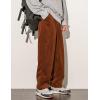 imageGihuo Mens Corduroy Pants Elastic Waist Sweatpants Vintage Cargo Sweatpants Loose Wide Leg Pants Hip Pop StreetwearBrown