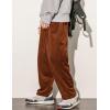 imageGihuo Mens Corduroy Pants Elastic Waist Sweatpants Vintage Cargo Sweatpants Loose Wide Leg Pants Hip Pop StreetwearBrown