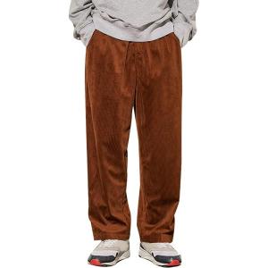 imageGihuo Mens Corduroy Pants Elastic Waist Sweatpants Vintage Cargo Sweatpants Loose Wide Leg Pants Hip Pop StreetwearBrown