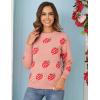 imageGihuo Valentine Heart Sweater for Women Cute Kawaii Casual Crewneck Long Sleeve Knitted Pullover Sweaters01pink