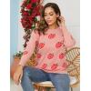 imageGihuo Valentine Heart Sweater for Women Cute Kawaii Casual Crewneck Long Sleeve Knitted Pullover Sweaters01pink