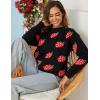 imageGihuo Valentine Heart Sweater for Women Cute Kawaii Casual Crewneck Long Sleeve Knitted Pullover SweatersBlack