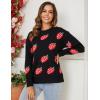 imageGihuo Valentine Heart Sweater for Women Cute Kawaii Casual Crewneck Long Sleeve Knitted Pullover SweatersBlack