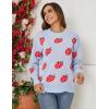 imageGihuo Valentine Heart Sweater for Women Cute Kawaii Casual Crewneck Long Sleeve Knitted Pullover SweatersBlue