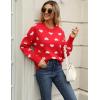 imageGihuo Valentine Heart Sweater for Women Cute Kawaii Casual Crewneck Long Sleeve Knitted Pullover SweatersRed