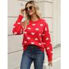 imageGihuo Valentine Heart Sweater for Women Cute Kawaii Casual Crewneck Long Sleeve Knitted Pullover SweatersRed