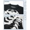 imageGihuo Women Dinosaur Oversized Sweater Graphic Crewneck Knitted Pullover Casual Loose Fit Jumper TopsBblack