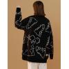 imageGihuo Women Dinosaur Oversized Sweater Graphic Crewneck Knitted Pullover Casual Loose Fit Jumper TopsBlack