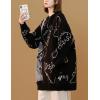 imageGihuo Women Dinosaur Oversized Sweater Graphic Crewneck Knitted Pullover Casual Loose Fit Jumper TopsBlack