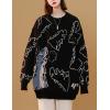 imageGihuo Women Dinosaur Oversized Sweater Graphic Crewneck Knitted Pullover Casual Loose Fit Jumper TopsBlack