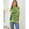 imageGihuo Women Dinosaur Oversized Sweater Graphic Crewneck Knitted Pullover Casual Loose Fit Jumper TopsGreen