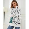 imageGihuo Women Dinosaur Oversized Sweater Graphic Crewneck Knitted Pullover Casual Loose Fit Jumper TopsWhite
