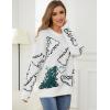 imageGihuo Women Dinosaur Oversized Sweater Graphic Crewneck Knitted Pullover Casual Loose Fit Jumper TopsWhite