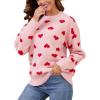 imageGihuo Valentine Heart Sweater for Women Cute Kawaii Casual Crewneck Long Sleeve Knitted Pullover SweatersPink