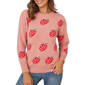 imageGihuo Valentine Heart Sweater for Women Cute Kawaii Casual Crewneck Long Sleeve Knitted Pullover Sweaters01pink