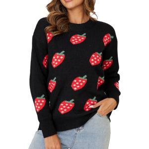 imageGihuo Valentine Heart Sweater for Women Cute Kawaii Casual Crewneck Long Sleeve Knitted Pullover SweatersBlack