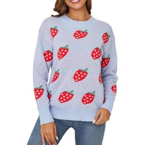 imageGihuo Valentine Heart Sweater for Women Cute Kawaii Casual Crewneck Long Sleeve Knitted Pullover SweatersBlue