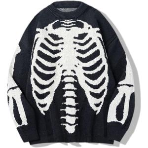 imageGihuo Women Dinosaur Oversized Sweater Graphic Crewneck Knitted Pullover Casual Loose Fit Jumper TopsBblack