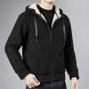 imageGihuo Mens Winter Sherpa Lined Hoodie Zip Up Sweatshirt Heavyweight Warm Fleece Jacket with Pockets02black Sherpa Shell