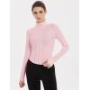 imageGihuo Womens Athletic Full Zip Lightweight Workout Jacket with Thumb HolesPink