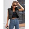 imageGihuo Womens Cropped Puffer Vest Winter Crop Vest Lightweight Sleeveless Warm Outerwear Puffer Jacket Padded GiletBlack