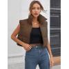 imageGihuo Womens Cropped Puffer Vest Winter Crop Vest Lightweight Sleeveless Warm Outerwear Puffer Jacket Padded GiletCoffee
