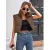imageGihuo Womens Cropped Puffer Vest Winter Crop Vest Lightweight Sleeveless Warm Outerwear Puffer Jacket Padded GiletCoffee