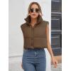 imageGihuo Womens Cropped Puffer Vest Winter Crop Vest Lightweight Sleeveless Warm Outerwear Puffer Jacket Padded GiletCoffee